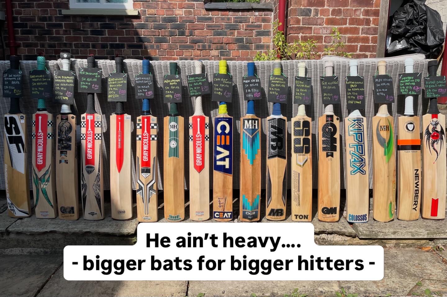Heavier cricket bats, new & used, between 2lb 10oz and 2lb 13oz