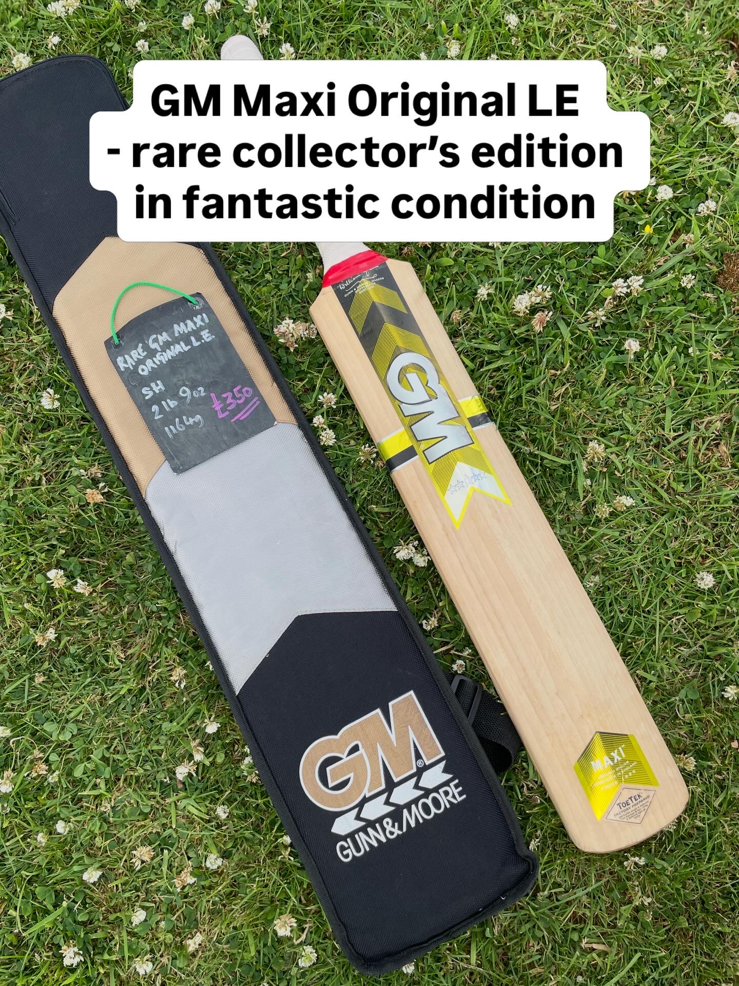 Rare original Gunn & Moore Maxi Original L. E. cricket bat - 2lb 9oz - SH - 13 grains