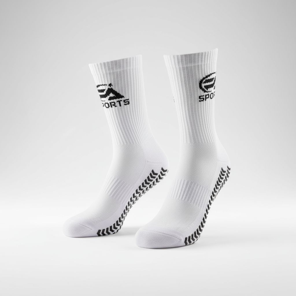 PA Sports White Gripper Socks – Non-Slip Performance Sports Socks | Football, Cricket, Gym